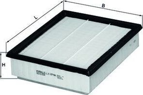 Воздушный фильтр Mahle для Isuzu D-Max I 2002-2012. Артикул LX 2748