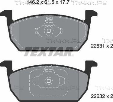 Тормозные колодки Textar Q+ передние для Volkswagen Polo VI 2017-2026. Артикул 2263101