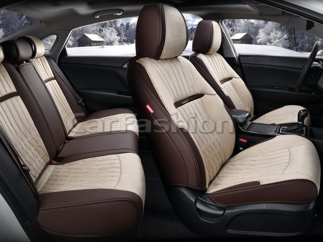 Чехлы универсальные каркасные CarFashion 5D Diplomat Plus на сидения авто, цвет Бежевый/Кофе/Кофе. Артикул 27310