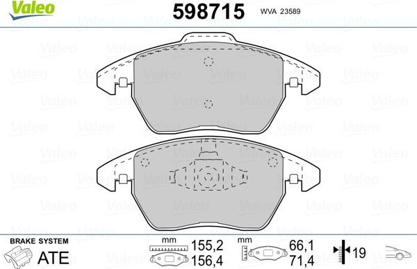 Тормозные колодки Valeo. Артикул 598715