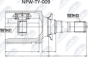 Полуось (привод в сборе, приводной вал) NTY передняя правая для Ford Focus II 2004-2012. Артикул NPW-VV-113