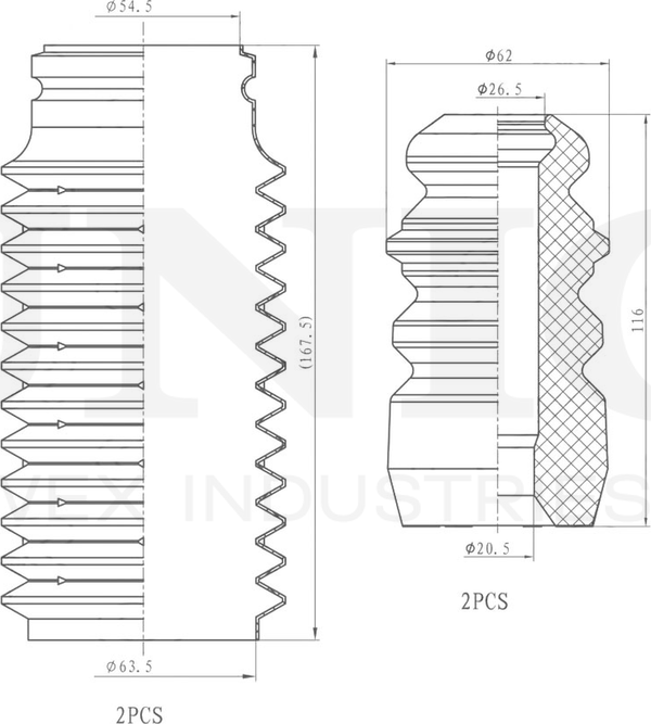 Отбойник и пыльник амортизатора, комплект (Unio). Артикул DUC-50076