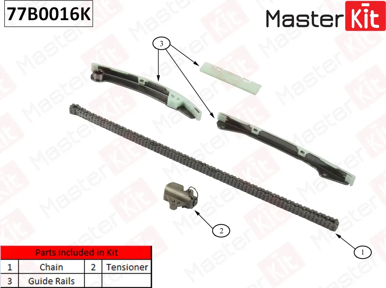 77B0016K Комплект цепи ГРМ NISSAN X-TRAIL/QASHQAI MR20DE 02-13 (без звездочек) (Master KIT) Master KIT. Артикул 77b0016k