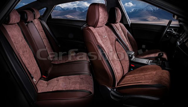 Чехлы универсальные каркасные CarFashion 5D Smart Plus на сидения авто, цвет Кофе/Кофе/Черный. Артикул 22269