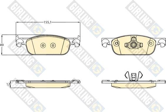 Тормозные колодки Girling передние для Renault Logan II 2011-2026. Артикул 6121572