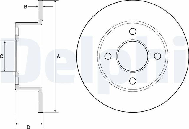 Тормозной диск Delphi задний для Audi 80 V (B4) 1991-1996. Артикул BG2343