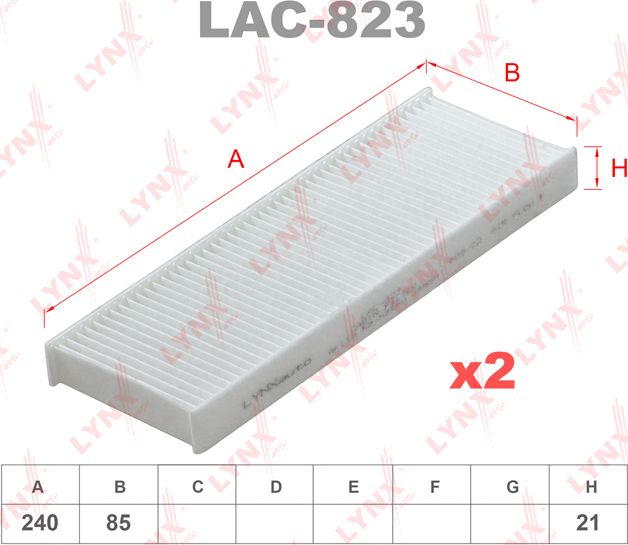 Салонный фильтр LYNXauto для Citroen C-Elysee I 2012-2026. Артикул LAC-823