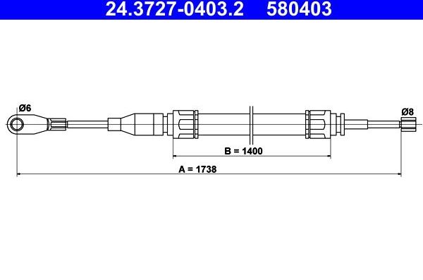 Трос ручника (тросик ручного тормоза) ATE. Артикул 24.3727-0403.2