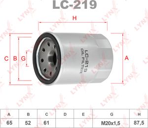 Масляный фильтр LYNXauto для Nissan Cefiro A33 2000-2003. Артикул LC-219