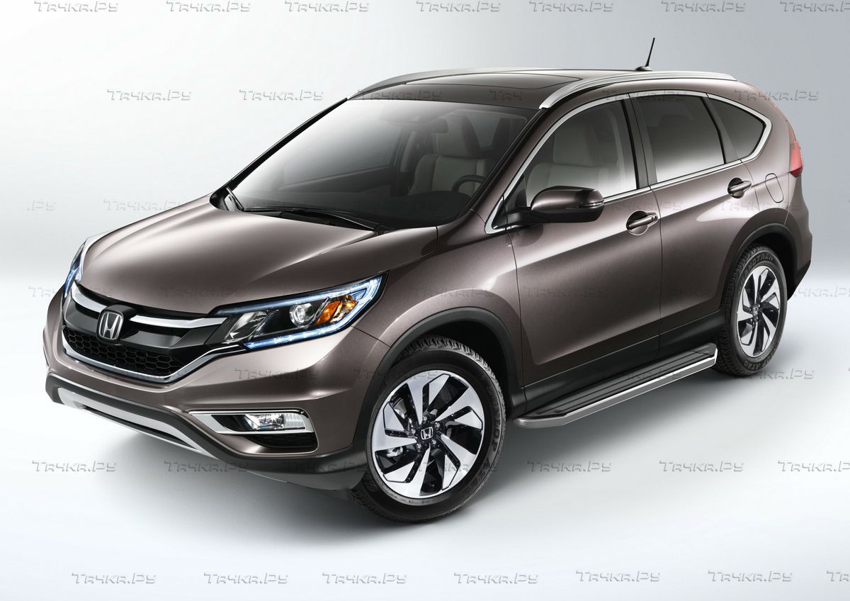 Пороги алюминиевые Rival Premium для Honda CR-V IV до рестайлинга 2012-2015. Артикул A173ALP.2102.1