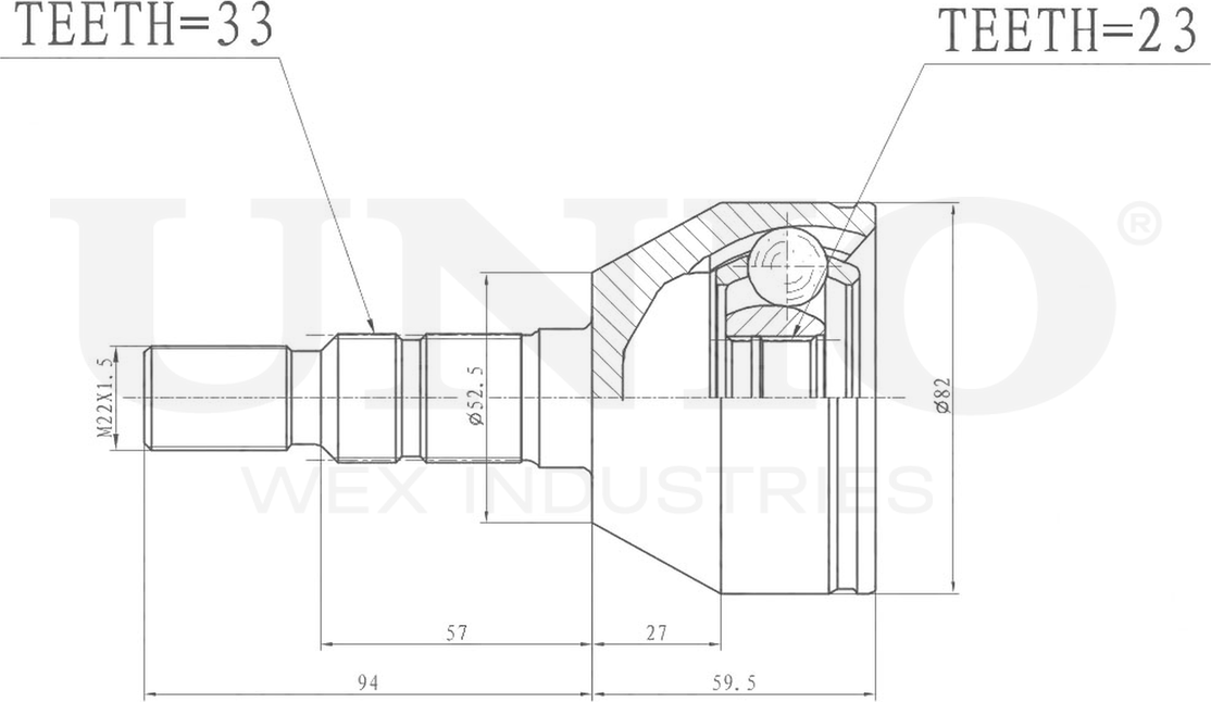 ШРУС наружный (Unio). Артикул CVJ-20269