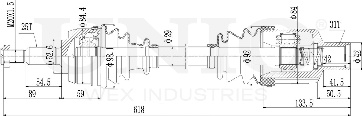 Вал приводной (Unio). Артикул CVJ-10064