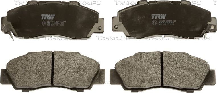 Тормозные колодки TRW передние для Honda Civic VI 1997-2001. Артикул GDB995