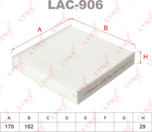 Салонный фильтр LYNXauto для Daihatsu Terios II 2006-2026. Артикул LAC-906