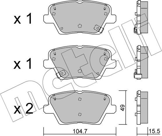Тормозные колодки Metelli задние для Kia Ceed III 2018-2026. Артикул 22-1243-0