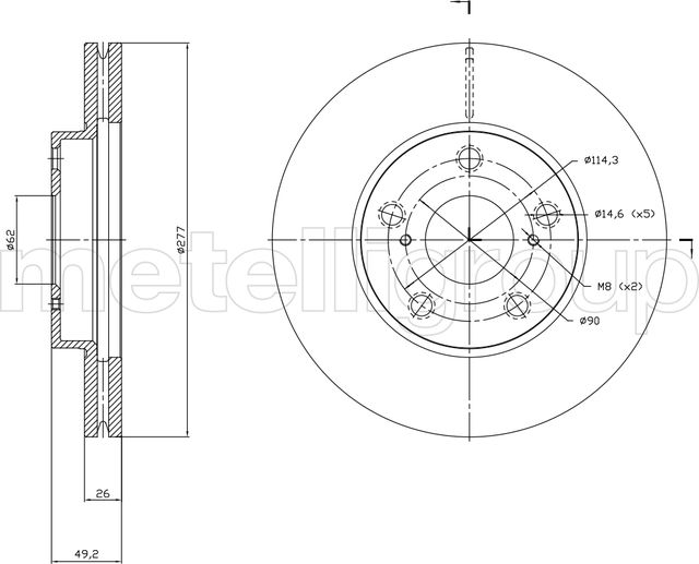 Тормозной диск Metelli. Артикул 23-1523C