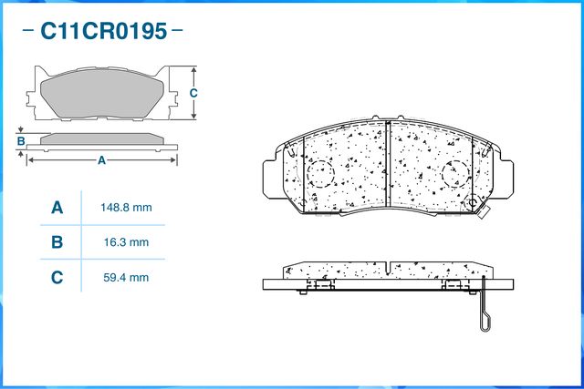 Колодки тормозные передние (Low Metallic) (Cworks). Артикул C11CR0195
