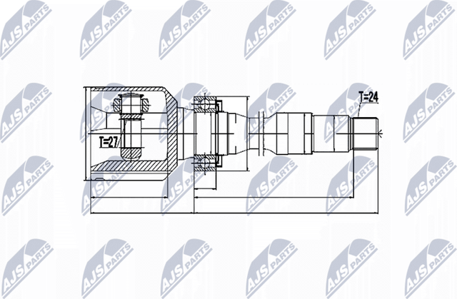 Шрус внутренний (граната) NTY передний левый для Toyota Corolla E210 2019-2026. Артикул NPW-TY-029