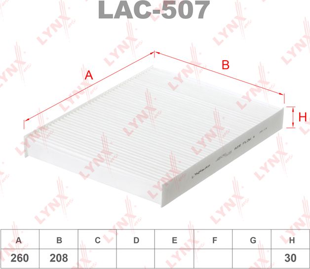 Салонный фильтр LYNXauto. Артикул LAC-507