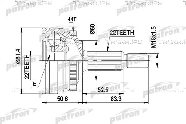 Шрус наружный (граната) Patron для Volvo 460 1988-1996. Артикул PCV1272