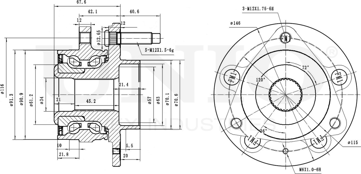 Ступица колеса с интегрированным подшипником (Unio). Артикул HUB-20198