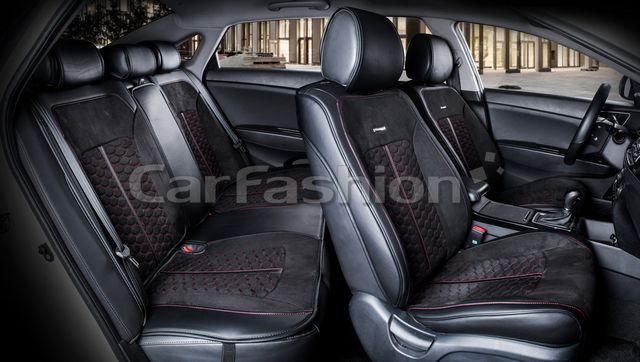 Накидки универсальные CarFashion Stalker Plus для авто, цвет Черный/Черный/Красный. Артикул 22425