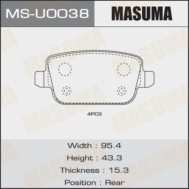 Тормозные колодки Masuma. Артикул MS-U0038