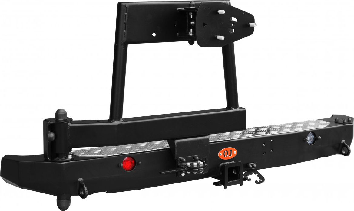 Бампер силовой OJ задний с облегчённой калиткой под запаску для ВАЗ 2121 Нива, 4х4 1976-2026. Артикул 03.105.03