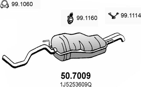 Глушитель Asso для Volkswagen Golf IV 1999-2006. Артикул 50.7009