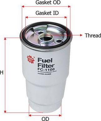 Топливный фильтр Sakura для Toyota RAV4 IV (CA40) 2012-2019. Артикул FC-1108