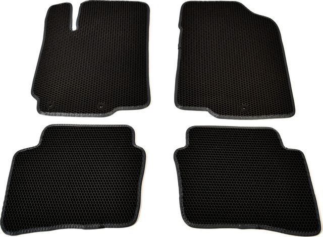 Коврики ТриАВС EVA для салона Hyundai Solaris I рестайлинг 2014-2017 Черные, серый кант. Артикул TAS2D-1267.01.04