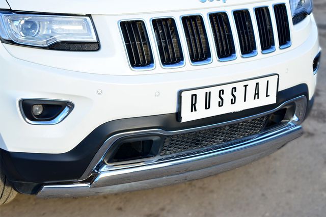Защита RusStal переднего бампера 75х42 (дуга) 75х42 (дуга) для Jeep Grand Cherokee WK2 2013-2024. Артикул JGCZ-001527