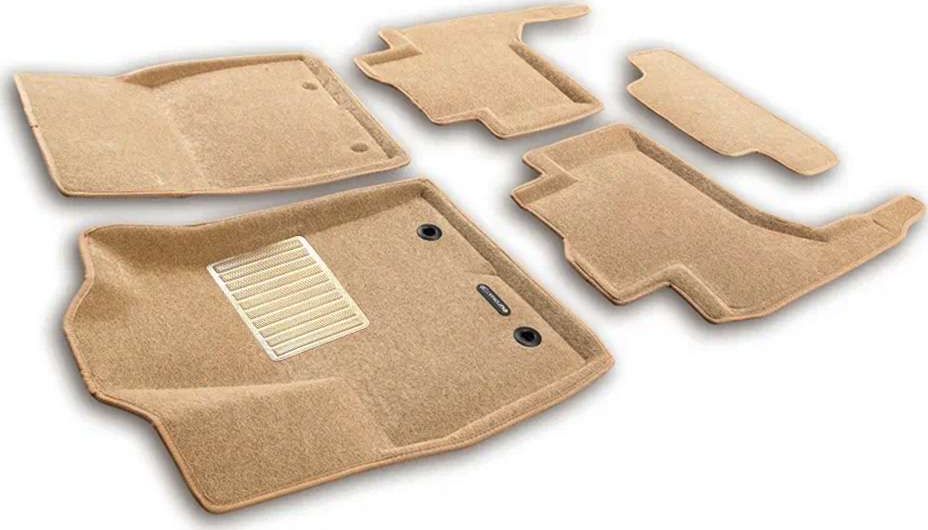 Коврики текстильные Euromat 3D Business (с крепежом) для салона Toyota Land Cruiser 300 2021-2026 БЕЖЕВЫЕ. Артикул EMC3D-005109T