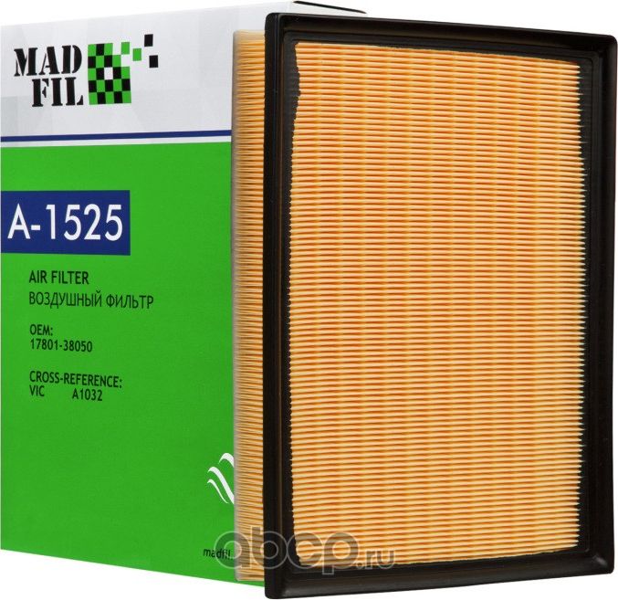 A-1525 Фильтр воздушный (17801-38050) (Madfil). Артикул A1525