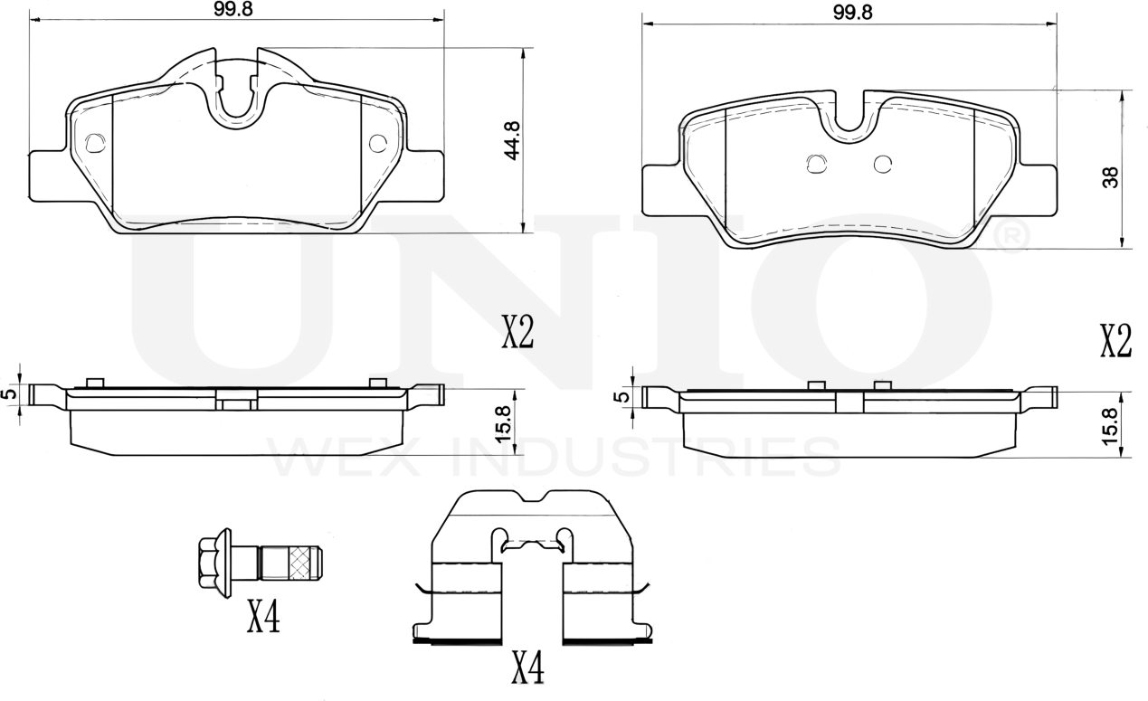 Колодки тормозные диск. задние Mini (F55) 13-, (F56) 13-, (F57) 14- (Unio). Артикул BRP-20169