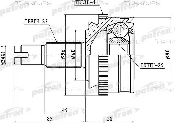 Шрус наружный (граната) Patron. Артикул PCV1186