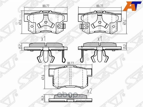 Колодки тормозные зад HONDA ACCORD CUCR-V RD48 (SAT). Артикул ST43022TP6A01