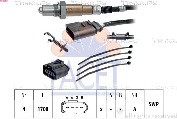 Лямбда-зонд (кислородный датчик) Facet Made in Italy - OE Equivalent для SEAT Toledo II 2000-2003. Артикул 10.8251