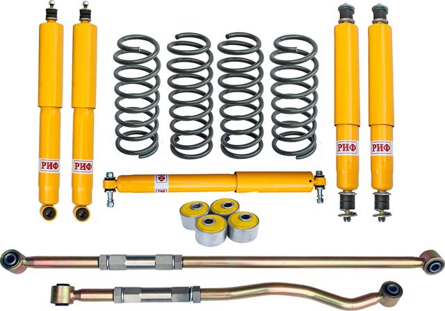 Лифт-комплект РИФ средний для Toyota Land Cruiser 80 1989-1997, лифт 50 мм, нагрузка передних пружин + 50 кг, задних до +0-300 кг. Артикул RIF-TLC80-B