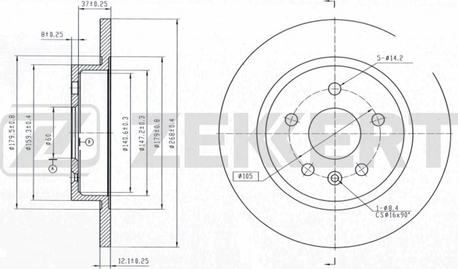 Тормозной диск Zekkert. Артикул BS-5052B