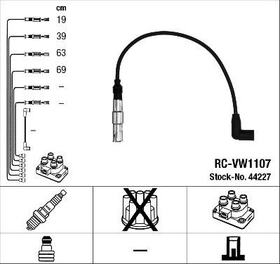 Высоковольтные провода (провода зажигания) (комплект) NGK для Volkswagen Caddy III 2006-2015. Артикул 44227