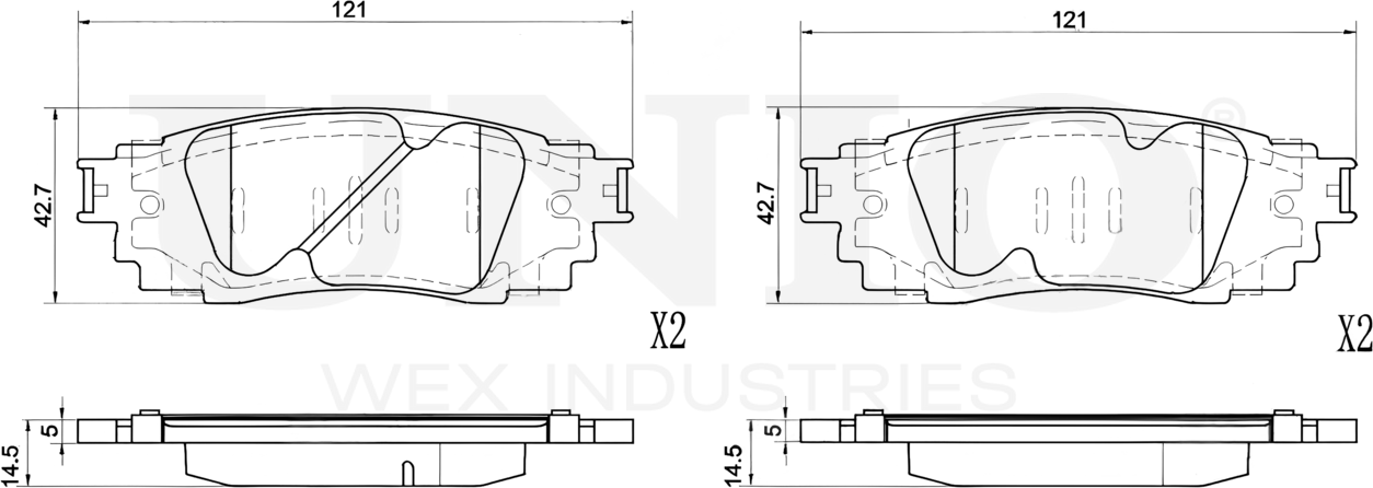 Колодки тормозные дисковые, комплект (Unio). Артикул BRP-20233