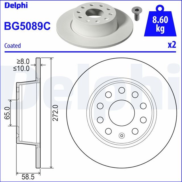 Тормозной диск Delphi. Артикул BG5089C
