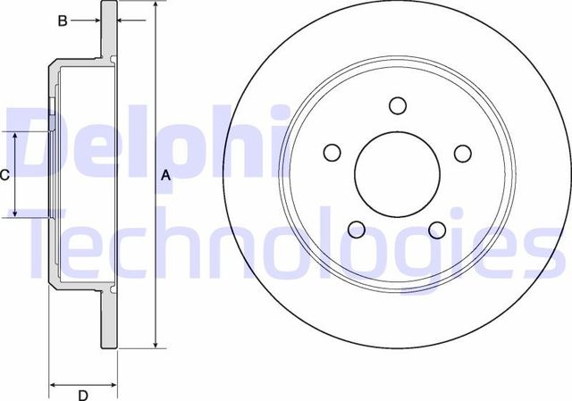 Тормозной диск Delphi задний для Dodge Caravan IV 2000-2007. Артикул BG3739