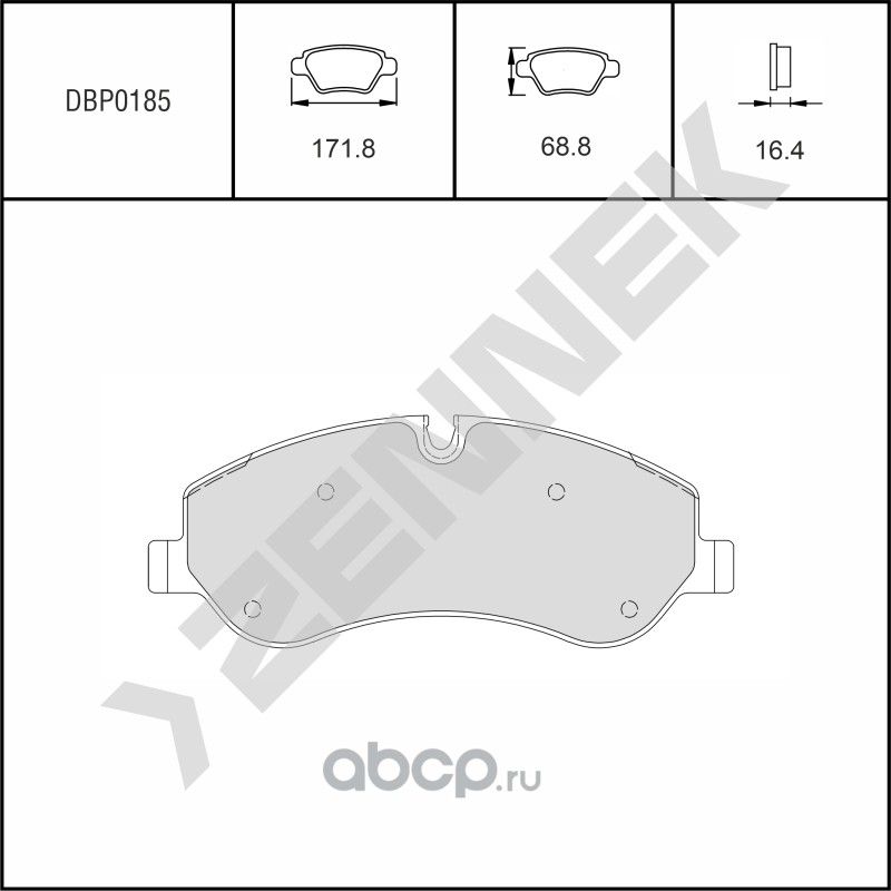 Колодки тормозные дисковые передние FORD TOURNEO 12-> TRANSIT 12 (Zennek). Артикул DBP0185