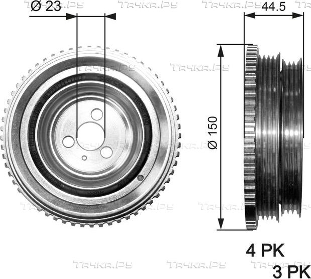 Шкив коленвала Gates DriveAlign® для Fiat Strada 1999-2001. Артикул TVD1049