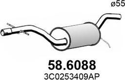 Глушитель Asso для Volkswagen Passat B6 2005-2011. Артикул 58.6088