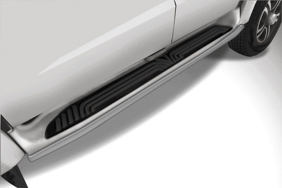 Защита штатного порога Slitkoff труба d42 для УАЗ Patriot I рестайлинг 2014-2026 Серебристые. Артикул UP14-005S