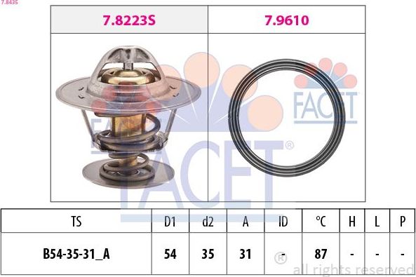 Термостат Facet Made in Italy - OE Equivalent. Артикул 7.8435