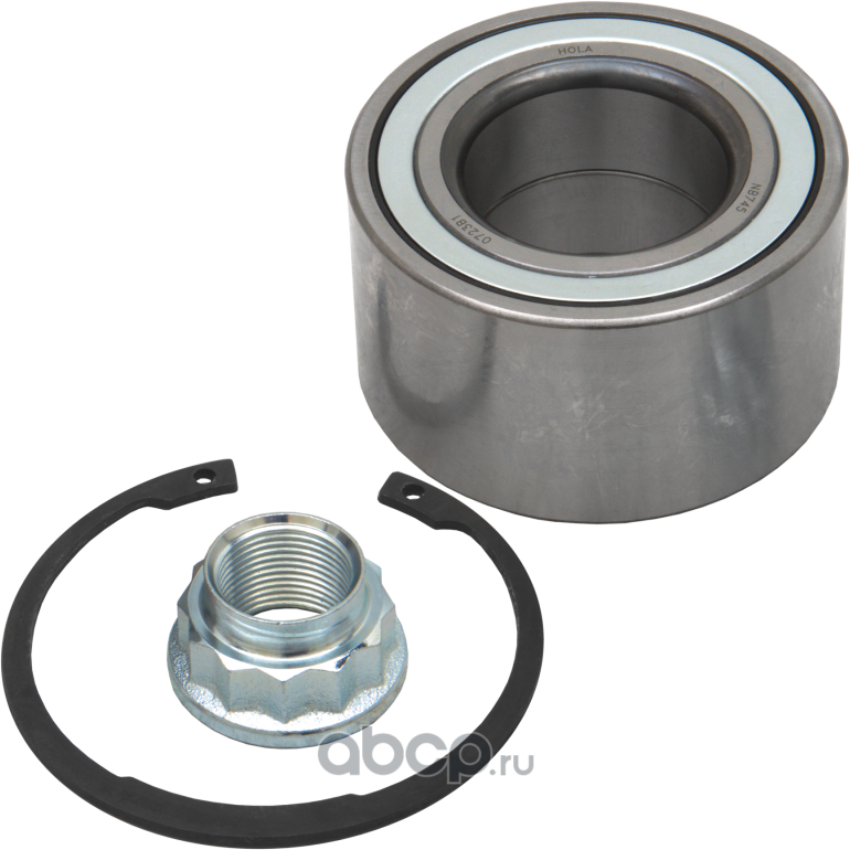 Подшипник ступицы, комплект, передний, подшипник, стопорное кольцо, гайка, TOYOTA Rav 4 II A2 20 (Hola). Артикул NB745